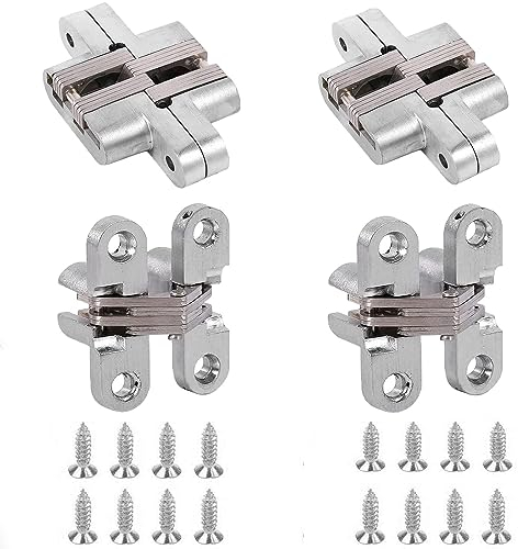 ysister 4 Pezzi Zinco Cerniera Nascosta Cerniera Nascosta in Lega Cerniera Nascosta Cerniera a Croce Nascost Invisibile Pieghevole Porta per Armadio a Soffietto a Scomparsa Camera Da Letto (Argento)