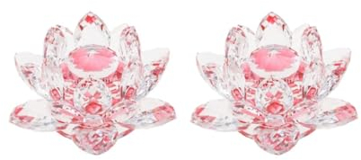 2 Set Kristall Lotus Blume Handwerk Briefbeschwerer Glas Lotus Modell rot