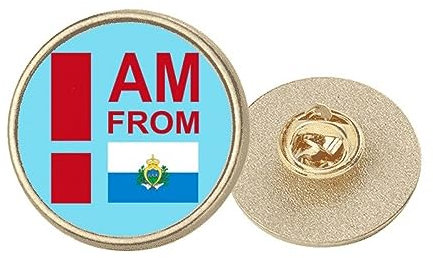 I Am From San Marino Art Deco Brosche, rund, Metall, goldfarben, M, Metall