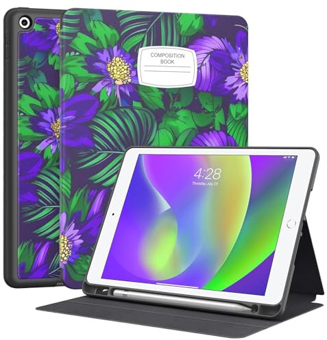 Supveco Schutzhülle für iPad 9. / 8. / 7. Generation 25,9 cm (10,2 Zoll) (Modell 2021/2020/2019) mit Stifthalter, Premium-Folio-Schutzhülle mit automatischer Wake/Sleep-Funktion, weiche TPU-Rückseite,