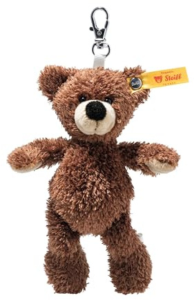 Steiff Fynn nallebjörn mörkbrun 12 cm, mjuk cuddly vänner nyckelring, gosedjur hänge, teddy av gosig mjuk plysch, gosedjurshänge med nyckelring