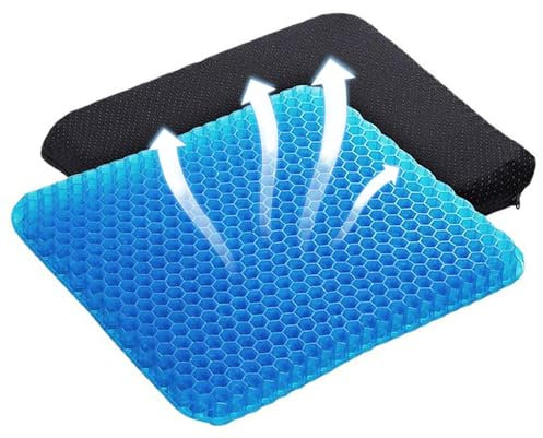 Dhqkqg Gel Seat Cushion, Gel Seat Cushion Honeycomb Cushion with Cover, Non-Slip Pillow Back Support Cushion, Cooling Gel Chair Cushions Egg Cushion Sitter for Office Chair Wheelchair Car (40x35x2.4)