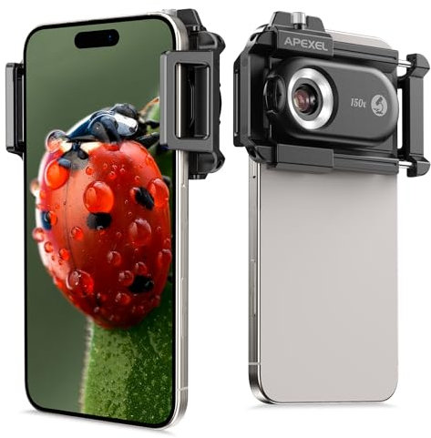 150x Handy-Mikroskop linse mit CPL, Handy-Mikroskoplinse mit LED UV-Licht/Universal-Clip, praktisches Mini-Mikroskop für Android/iPhone.