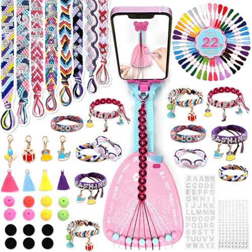 GUYUWE Armband kit för tjejer, kit för tillverkning av vänskapsarmband för flickor, innehåller 19 färger, gör-det-själv-armbandssats, födelsedagspresenter för flickor i åldrarna 6-12 år