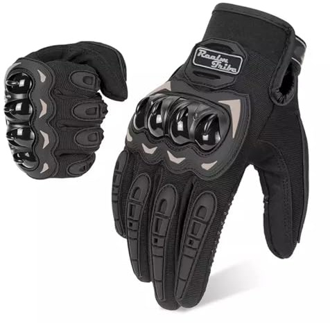 TEMET INT Guanti da Moto Estivi Traspiranti Touschscreen con Chiusura Regolabile, Guanti Moto Omologati per ATV BMX MTB Bicicletta, Motocross, Arrampicata e altri Sport All'Aperto