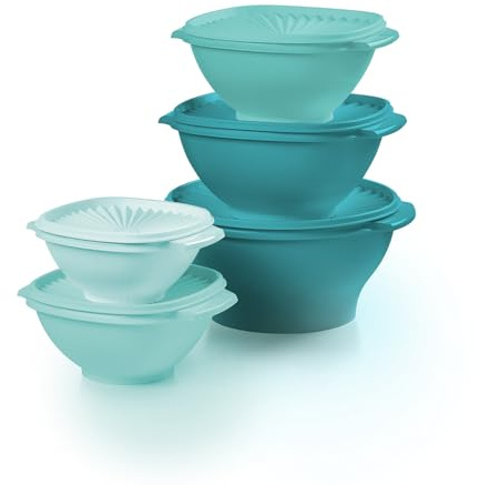 Tupperware Heritage - Set da 10 pezzi (5 ciotole, 5 coperchi), colore | Contenitori per alimenti in plastica con coperchi sicuri, materiali privi di BPA e lavabili in lavastoviglie per la