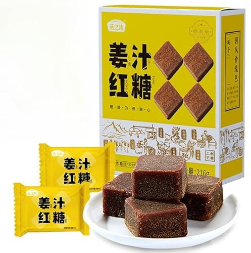 【6 Flavors Pure Handmade Brown Sugar】Osmanthus Rose Candy,Desserts,Healthy Snacks,Baking Supplies,Leisure Food,Vegan,Delicious Chinese Snack Gifts (Ginger juice flavor,216g)