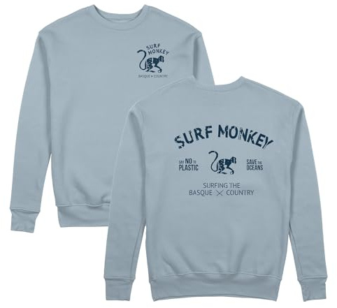 Surf Monkey Sudadera orgánica con Cuello Redondo Save The Oceans