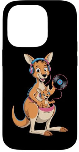 Kangourou Dj Avec Casque Vinyle Musique Coque pour iPhone 14 Pro