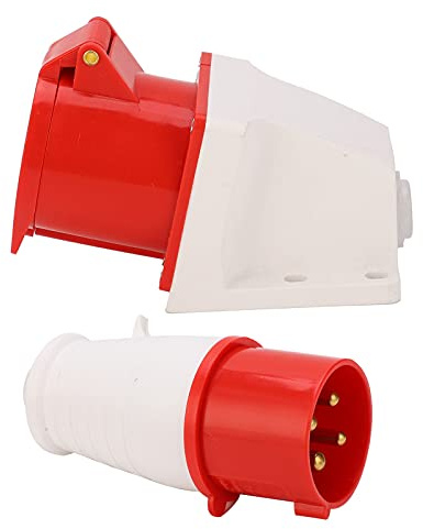 Cocoarm Enchufe de Alimentación de 4 Pines Juego de Enchufes Montados en Superficie 32A AC380 a 415V Toma de Corriente Industrial Latón ABS IP44 Conector Trifásico para Taller Granja Muelle