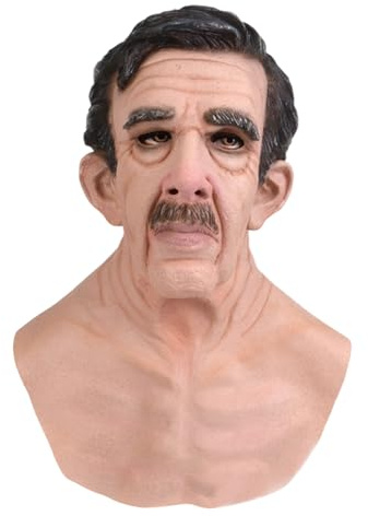 Máscara de viejo aterrador,Máscara de broma de viejo | de anciano de látex espeluznante para Halloween,Accesorios para la cabeza, accesorios de fotografía de moda, rostro humano realista para