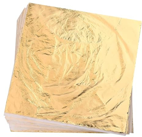 ILantule 16cm x 16cm Fogli di Foglia Oro,100 Pezzi di Lamina D'oro,Foglia D'oro,Ideali per Doratura, Artigianato, Progetti Artistici e Decorazioni,