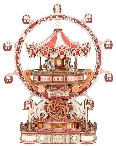 3D Puzzles for Adults, Wooden 3D Puzzle Model Surprise Amusement Park Music Box Toys Building Kits, DIY Wood Crafts Cool Toy Hobbies for Men Women, Creative Assembly Gifts