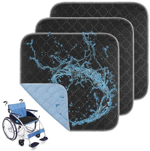 Inkontinenzunterlage Waschbar 3 Stück Inkontinenz Bettunterlage Wasserdicht Inkontinenzunterlagen Wiederverwendbar Inkontinenzauflage für Sessel Liegestühle Autositze Sofa (50x50cm)