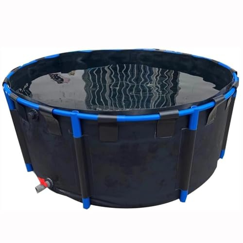 Générique Stor rund pool med svart PVC-beläggning, hållbar pool för koi och röda fiskar, 1,8 x 0,8 m akvariepool utomhus för avkoppling i trädgården