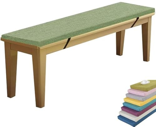 Cojín rectangular para banco de interior, 180 x 30 x 5 cm, cojín de lino verde hierba, respaldo antideslizante, grosor de 5 cm, ideal para ventanas de bahía, entradas, muebles de comedor