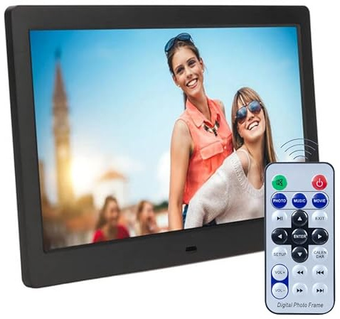 Digitale Bilderrahmen mit USB Stick 10,1 Zoll IPS Fotobilderrahmen Display, Full HD, Elektronischer Fotos & Videos, Ohne APP und WLAN, SD-Karten Unterstützung, Diashow, groß