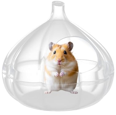 zwxqe Hamster sandbad – vitlöksformat transparent badrum, smådjurs livsmiljö för att bad och utforska, bekvämt att dölja sovtillbehör, perfekt för hamstrar gerbils möss husdjur