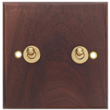 HOLIDYOYO Placa de interruptor de palanca de madera - Tipo 86 y controles dobles - Placa de interruptor de luz vintage de pared para uso doméstico y de oficina