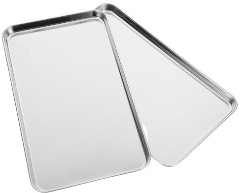 BESTYASH Plaque de cuisson 2PCS en acier inoxydable 30x20 cm avec grille intégrée pour pâtisserie et barbecue en cuisine professionnelle
