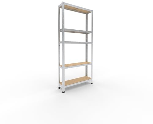 shelfplaza® 180x80x23cm Home Schwerlastregal verzinkt/Metallregal mit 5 Böden/Kellerregal Metall, Garagenregal, Werkstattregal oder Regal Lagerregal/Steckregal Metall mit 175kg Tragkraft