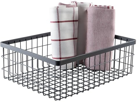 G.E.T. WB-1294-MG Rectangular Metal Storage Wire Basket for Pantry, Produce and More, 9 x 6 x 4