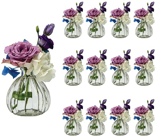 casavetro 12 x Kleine Vase Blumen Tisch-Vase Dekoration Hochzeit Party Set Flasche Glas klar (12 Stück Prime)(Kürbis-OK)