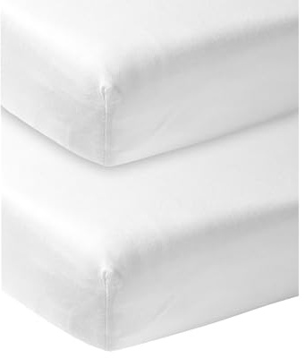 Meyco Spannbettlaken 2er Pack Kinderbett 60x120cm Jersey White | 100 % Baumwolle - Oeko Tex zertifiziert - Spannbetttuch - Rundum-Gummizug - atmungsaktiv & hautfreundlich