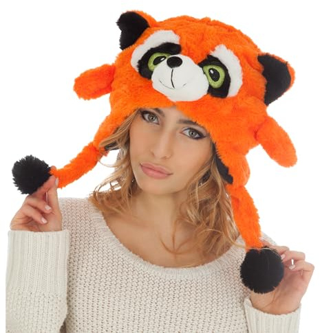 Chaks - Tiermütze für Erwachsene, Plüschhut mit Tiergesicht | Kostüm Accessoire für Karneval und Mottoparty, Plüschmütze mit Tiermotiv für Erwachsene