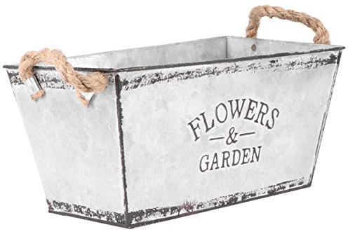 CLISPEED Vintage Retro Metall Eimer Blumentopf Blumeneimer Bonsai Töpfe Pflanzeimer Dekoeimer mit Griff für Balkon Zuhause Hochzeit Party Taufe Tischdeko Gartendeko Silber Größe