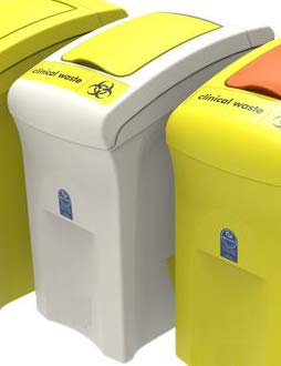 Office Needs Direct Mini Envirobin 55 Litre Ivory Base Yellow Lift Lid Clinical Waste & PPE Bin With Antimicrobial Additive