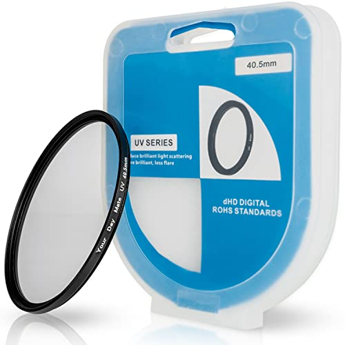 Filtro UV con Estuche, Ø 40,5 mm, para cámaras de Diferentes Marcas, Filtros de Cristal para el Objetivo de la cámara, Bloquea Rayos ultravioletas, Funda Protectora