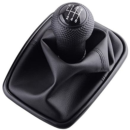 NICOLIE 5/6 Gang Schaltknauf Hebel Shifter Gaitor Stiefel Pu Leder Kompatibel Mit Vw 2003-2008 Golf 4 Iv Mk4 GTI R32 Jetta - 6-Gang-Schwarz