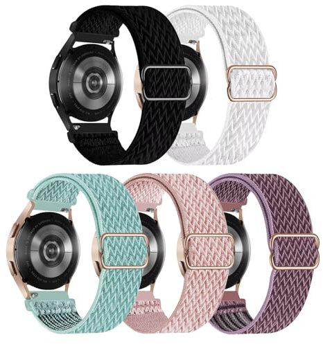 GBPOOT 5 Packs Solo Loop 22mm Armband Kompatibel mit Samsung Galaxy Watch 3 45 mm/Galaxy Watch 46 mm,Einstellbares Nylon Armbänder Weiche Sport Ersatzband