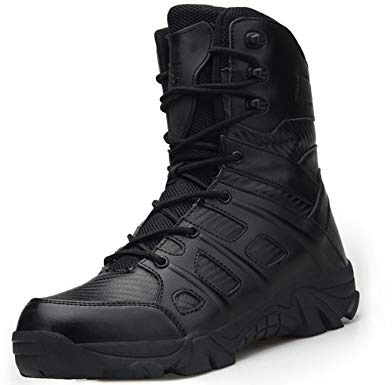 IYVW 067 B Uomo Combat Stivali Stringate Stivaletti Tattici Combattimento Militari Stivali da Escursionismo Outdoor nero 39 EU