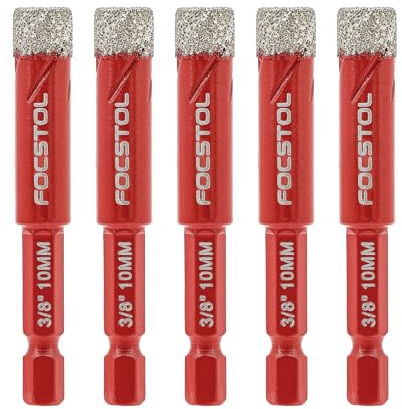 FOCSTOL Diamant Fliesenbohrer 10mm mit Schnellwechsel-Sechskantschaft für Keramik Porzellan Fliese Marmor Granit Ziegel Packung mit 5