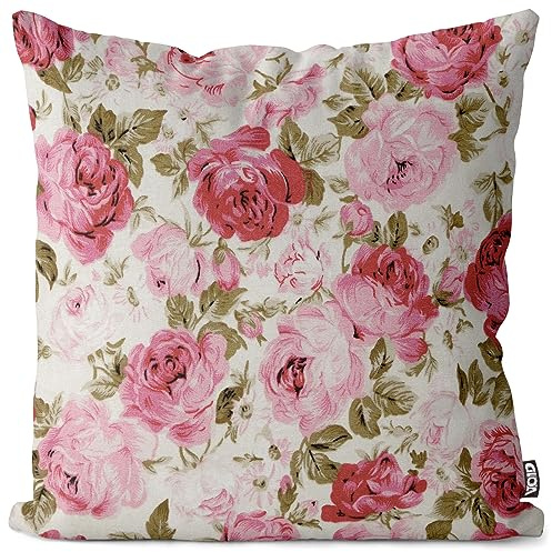 VOID Rosen Blumenmuster Ranken Pflanzen Kissenbezug Kissenhülle Dekoration Ostern Outdoor Garten Kissen bezug deko, Kissen Größe:50 x 50 cm