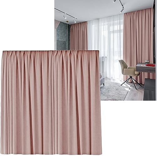 Cleanlevel EST 2016 Vorhänge Vorhang Gardinen mit Kräuselband verdunklungsvorhänge Verdunkelungsvorhang Übergröße Thermovorhang Blickdicht 300cm (B) x 245 (L) (Altrosa Kräuselband)