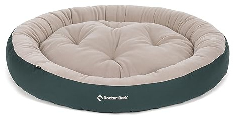 Doctor Bark Hundekorb Mittelgroße Hunde, Hundebett Weich, Rund, Flauschig - Kuscheliges Hundenest mit Wendekissen Fleece/Baumwolle - GreenLabel Hunde Bett (M - 60x50 cm, Grün)