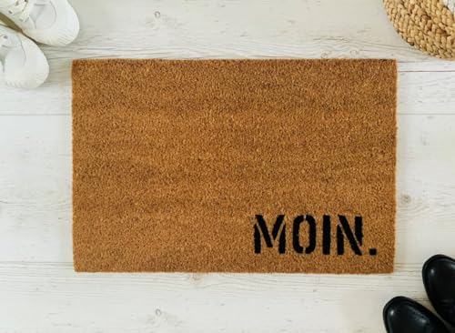 Hallo Heimat Moin. Kokos Fussmatte | Fußabtreter | Türvorleger | Teppich | 40 x 60 cm | mit Spruch | Geschenk | Hochzeit | Geburtstag | Einzug | Weihnachten