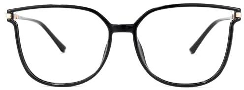 Zeelool Readers TR90 Blue Light Blocking Reading Glasses for Women with Standard Anti-Reflective Coating ZTX548130-01 (Black, 1.25)