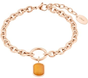 s.Oliver Armband Edelstahl Damen Armschmuck, mit Aventurin, 17+3 cm, Roségold, Kommt in Schmuck Geschenk Box, 2037971