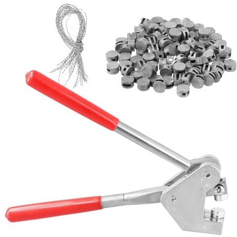 Pagezol Pince à joint en plomb, joints de compteur électrique et outil à sertir, 1 pince à sceller, 100 joints de 8 mm, 100 fils d'étanchéité de 150 mm