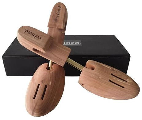 Refined. Cedar Shoe Tree Adjustable Shoe Keeper for Men Cedar Wood Shoe Tree for all types of flat-sole shoes, Beige, XX-Large / 14.5 - 16 US