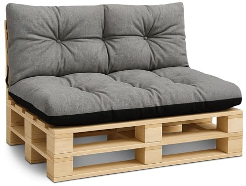 Amazinggirl Palettenkissen Outdoor Kissen 2er-Set Palettenkissen - Auflagen für Paletten Europaletten Palettensofa und Palettenmöbel Palettenpolster Outdoorkissen Gartenkissen Grau