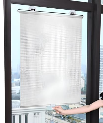 PVC Sonnenschutz Rollos mit Saugnäpfen, Verdunklungsrollo mit Saugnäpfen, Plissee Fenster Suction Cup Roller Window Shades für Dachfenster/Auto, Sonnenschutz, Hitzeschutz, Einstellbar (Color : Alumin