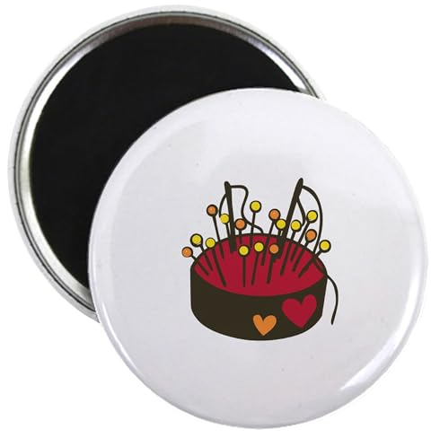 CafePress Pins In Cushion Magnets 2.25 Round Magnet, Refrigerator Magnet