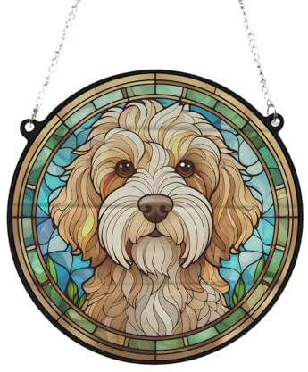 Cockapoo Apricot Stained Glass Effect Suncatcher Gift for Dog Lovers - 13cm