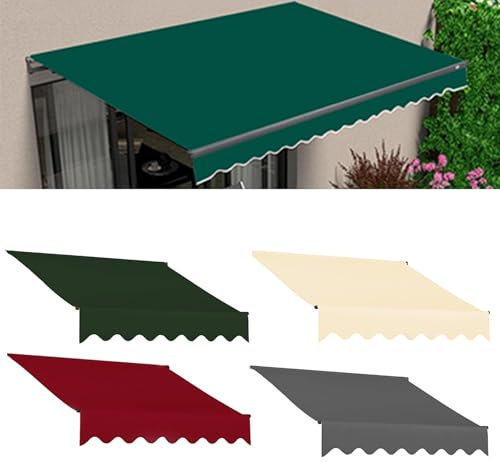 Markise Canvas, Ersatzstoff Fertig Genäht Wasserabweisend, Ohne Rahmen, UV Schutz, Premium Markisenstoff, for Terrasse, Balkon, Markisen Ersatzstoff, Grün/Rot/Grau/Beige, 2/3/4/5/6/7m(Green,(22.9x9.8f