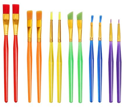 24 PCS Pro Food Safe Cake Painting Multi Purpose Brush Set Translucent DIY Kids Decorating Fondant Sugarcraft Icing Nylon Craft Acrylic Oil Watercolour Cookie Pastry Clay Tools Modelling Paintbrush
